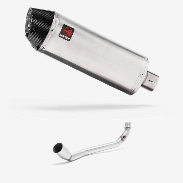 Lextek RP2 Gloss S/Steel Oval Exhaust System 300mm for Lexmoto Riot 125