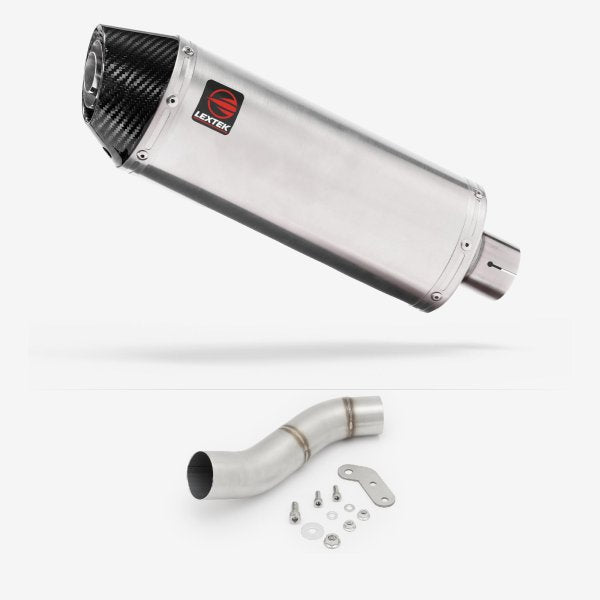 Lextek RP2 Gloss S/Steel Oval Exhaust 300mm with Link Pipe for Ducati Monster 797 (17-18)