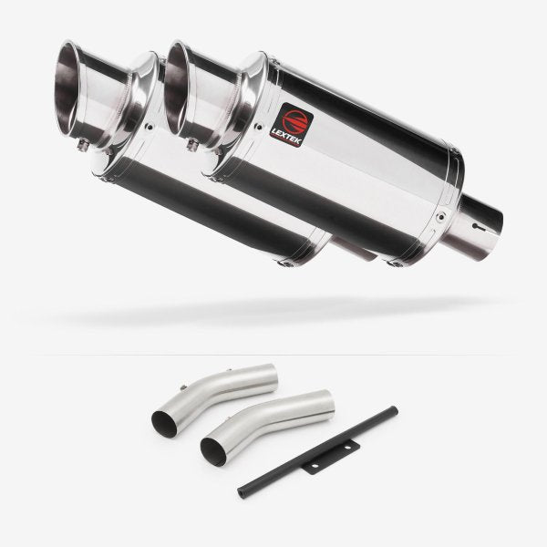 Lextek YP4 S/Steel Stubby Exhaust 200mm Twin Underseat with Link Pipe