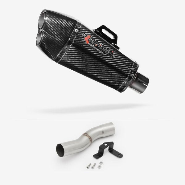 Lextek XP13C Carbon Fibre Exhaust 210mm Low Level with Link Pipe for Ducati Scrambler 1100 (18-20)