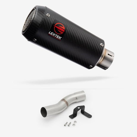 Lextek CP9C Full Carbon Exhaust 180mm Low Level with Link Pipe for Ducati Scrambler 1100 (18-20)