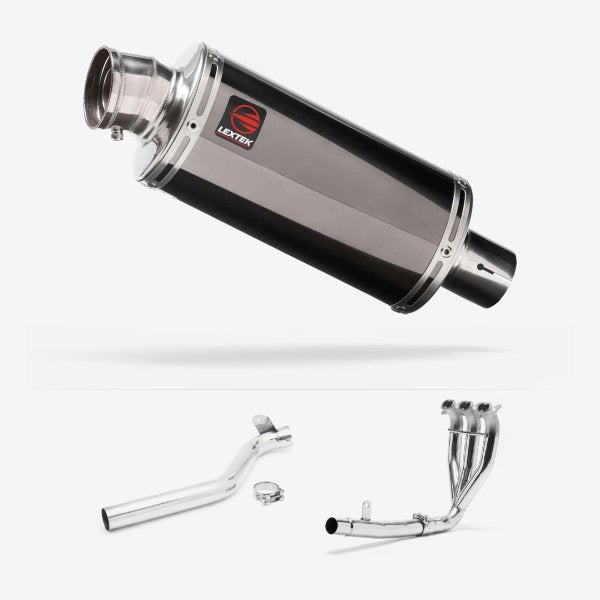 Lextek OP16 Dark Tint Stainless Exhaust System 250mm for Triumph Tiger 1050 Sport (13-20)