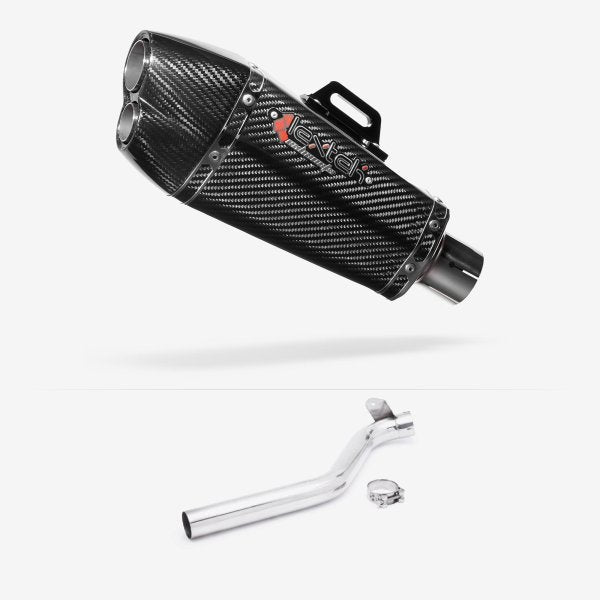 Lextek XP13C Carbon Fibre Exhaust 210mm with Link Pipe for Triumph Tiger 1050 Sport (13-20)