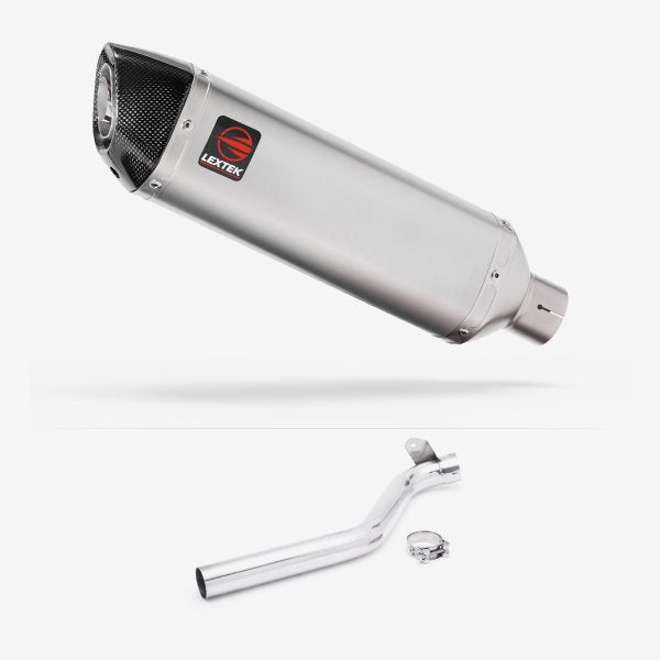 Lextek VP1 Matt S/Steel Exhaust 300mm with Link Pipe for Triumph Tiger 1050 Sport (13-20)