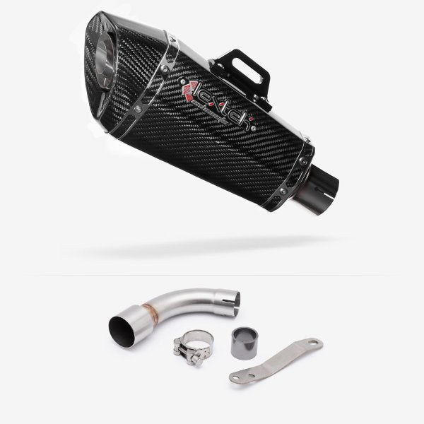 Lextek XP8C Carbon Fibre Exhaust 210mm with Link Pipe for Benelli TNT 125/135 (17-20)