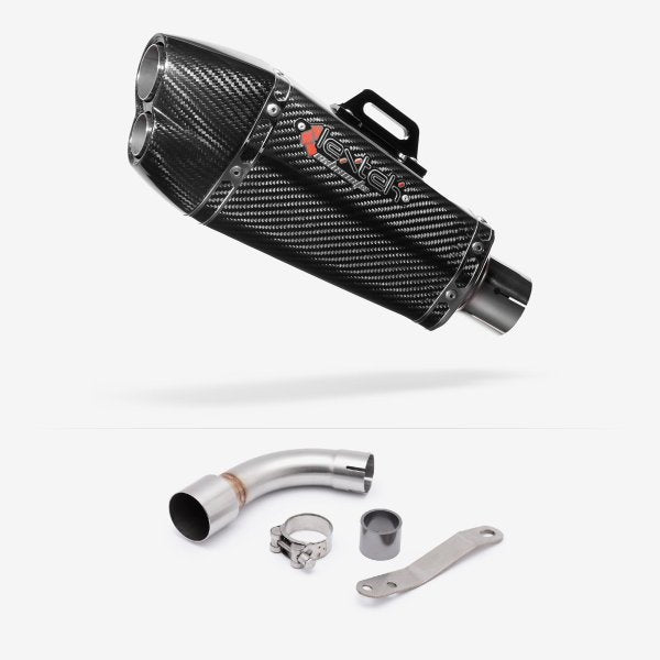 Lextek XP13C Carbon Fibre Exhaust 210mm with Link Pipe for Benelli TNT 125/135 (17-20)