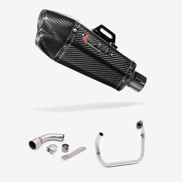 Lextek XP13C Carbon Fibre Exhaust System 210mm for Benelli TNT 125/135 (17-20)