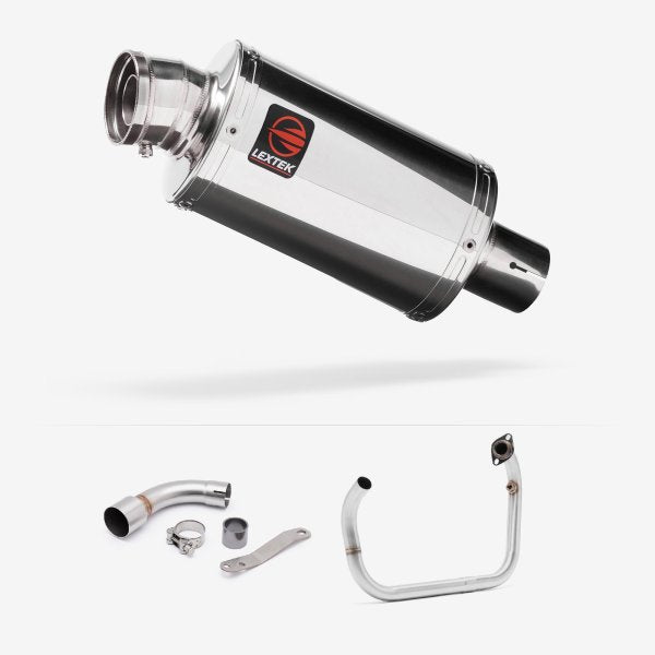 Lextek OP4 Polished S/Steel Exhaust System 200mm for Benelli TNT 125/135 (17-20)