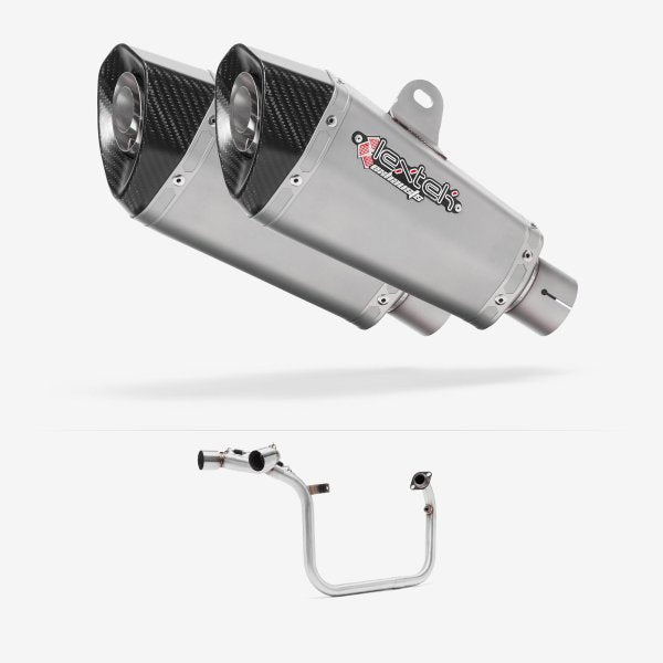 Lextek XP10 Matt S/Steel Exhaust System 210mm Twin Underseat for Benelli TNT 125/135 (17-20)