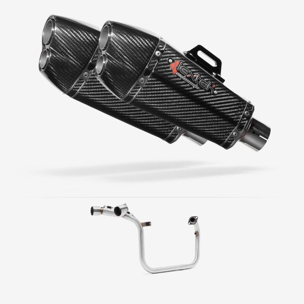 Lextek XP13C Carbon Fibre Exhaust System 210mm Twin Underseat for Benelli TNT 125/135 (17-20)