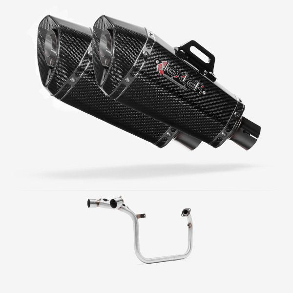 Lextek XP8C Carbon Fibre Exhaust System 210mm Twin Underseat for Benelli TNT 125/135 (17-20)