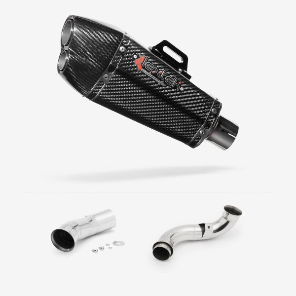 Lextek XP13C Carbon Fibre Exhaust 210mm with De-Cat Link Pipe for KTM 790 Duke (18-21)