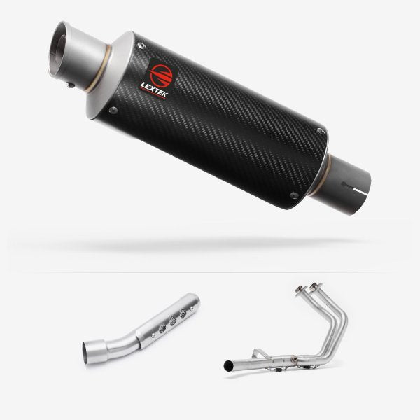 Lextek GP8C Carbon Fibre GP Stubby Exhaust System 240mm for Yamaha Tenere 700 (19-)