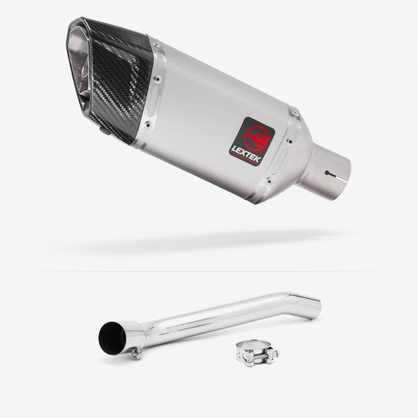 Lextek SP5 Matt Stainless Steel Exhaust 200mm with De-Cat Link Pipe for Suzuki GSXR 1000 (07-08)
