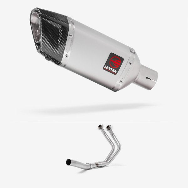 Lextek SP5 Matt Stainless Steel Exhaust System 200mm High Level for Yamaha MT-07/XSR 700 (14-22)