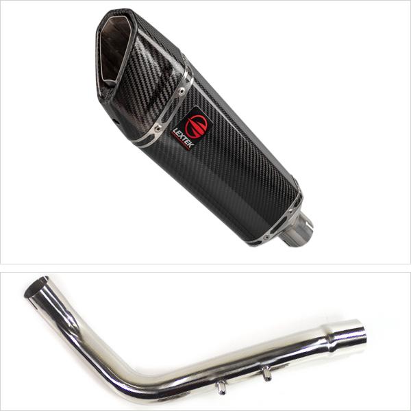 Lextek SP9C Gloss Carbon Fibre Exhaust 300mm with Link Pipe for Honda CB600 Hornet (98-02)