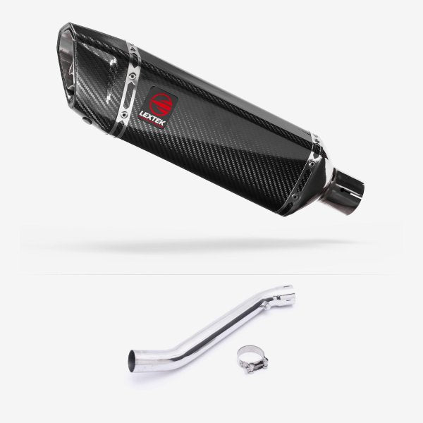 Lextek SP9C Gloss Carbon Fibre Exhaust 300mm with Link Pipe for Kawasaki ZX-10R Ninja (11-16)