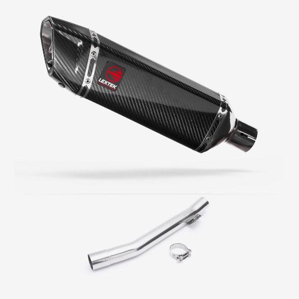 Lextek SP9C Gloss Carbon Fibre Exhaust 300mm with Link Pipe for Suzuki GSF 600 Bandit (95-06)