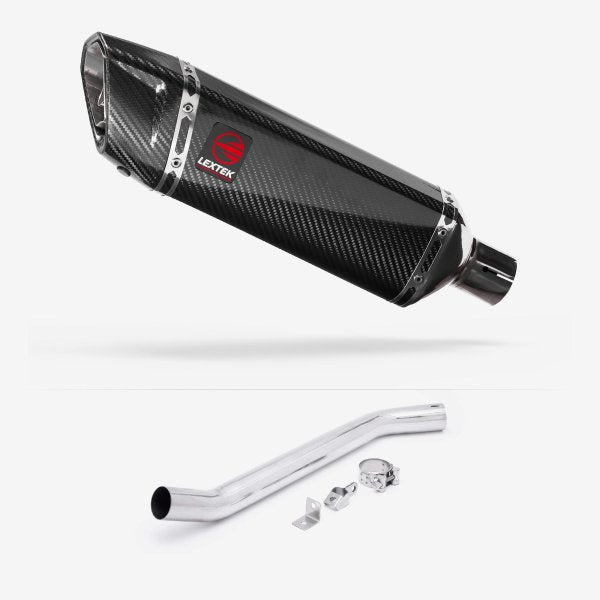 Lextek SP9C Gloss Carbon Fibre Exhaust 300mm High Level with Link Pipe