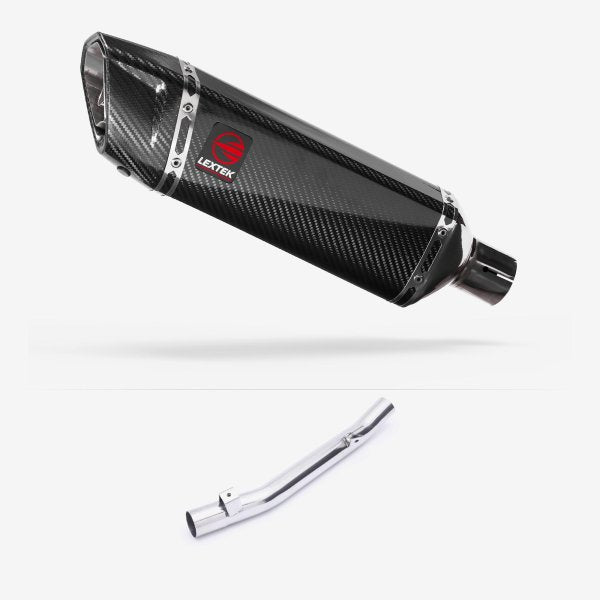 Lextek SP9C Gloss Carbon Fibre Exhaust 300mm with Link Pipe for Suzuki GSF650 Oil Cooled (05-06)