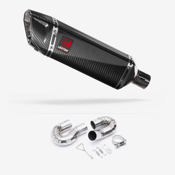 Lextek SP9C Gloss Carbon Fibre Exhaust 300mm with Link Pipe for Honda CBR1000 RR (08-13)