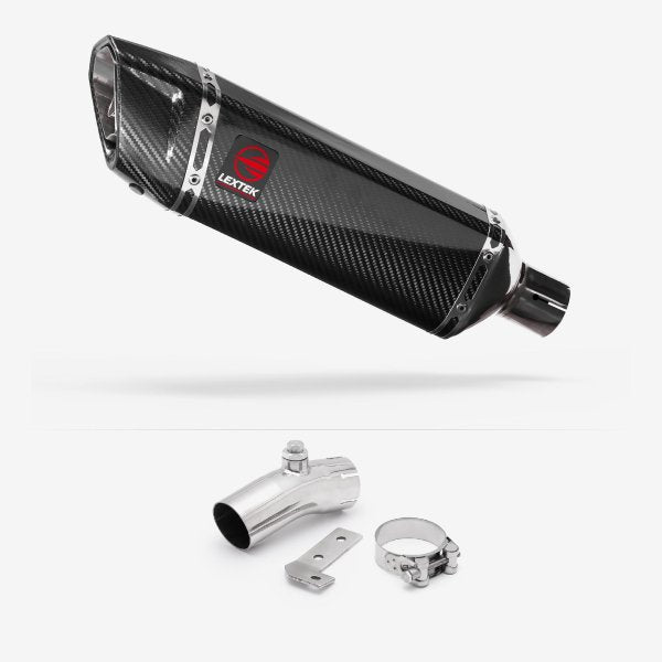 Lextek SP9C Gloss Carbon Fibre Exhaust 300mm with Link Pipe for Kawasaki ER-6N ER-6F (06-11)