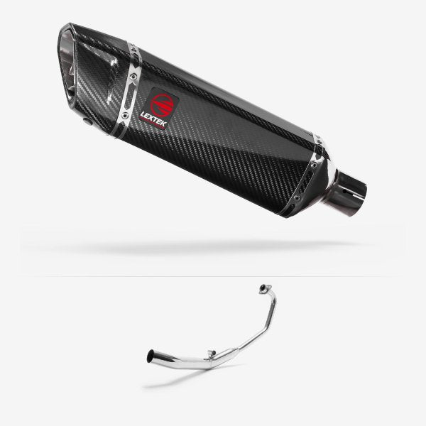 Lextek SP9C Gloss Carbon Fibre Exhaust System 300mm for Honda CBR 125 R (04-10)