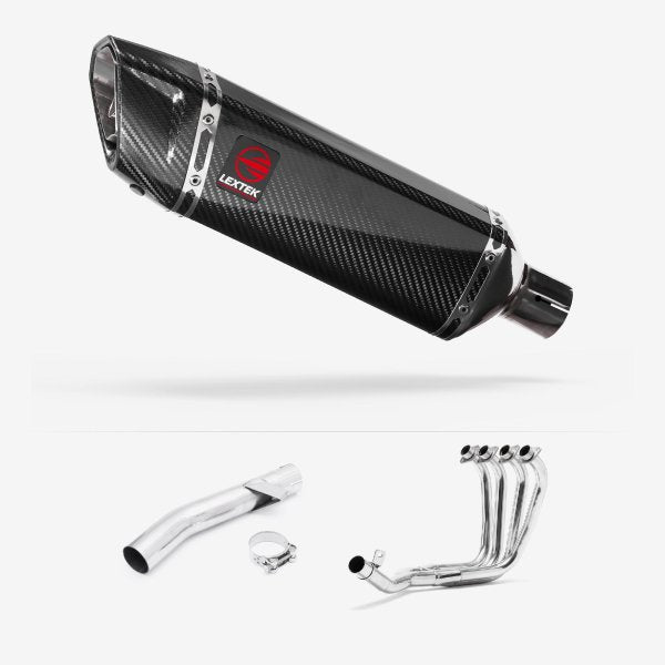 Lextek SP9C Gloss Carbon Fibre Exhaust System 300mm for Yamaha FZS 600 Fazer (97-03)