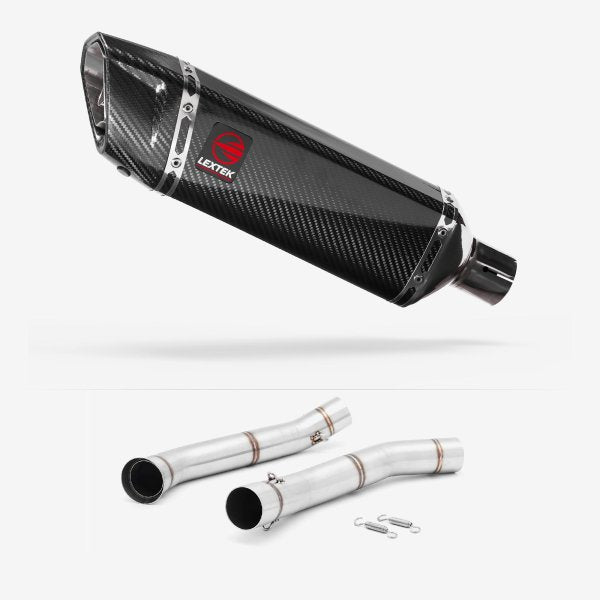 Lextek SP9C Gloss Carbon Fibre Exhaust 300mm with Link Pipe for KTM 690 Duke (12-15)