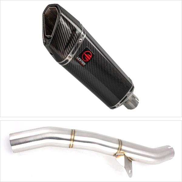 Lextek SP9C Gloss Carbon Fibre Exhaust 300mm with Link Pipe for Honda CBR600 F/FR/FS (01-02)