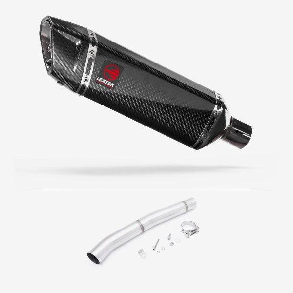 Lextek SP9C Gloss Carbon Fibre Exhaust 300mm with Link Pipe for Yamaha YZF R6 (06-16)