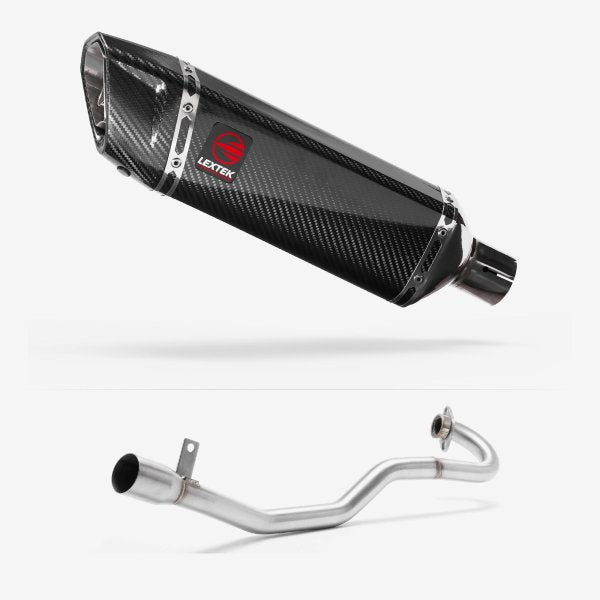 Lextek SP9C Gloss Carbon Fibre Exhaust System 300mm for Lexmoto Adrenaline (EFI) 125