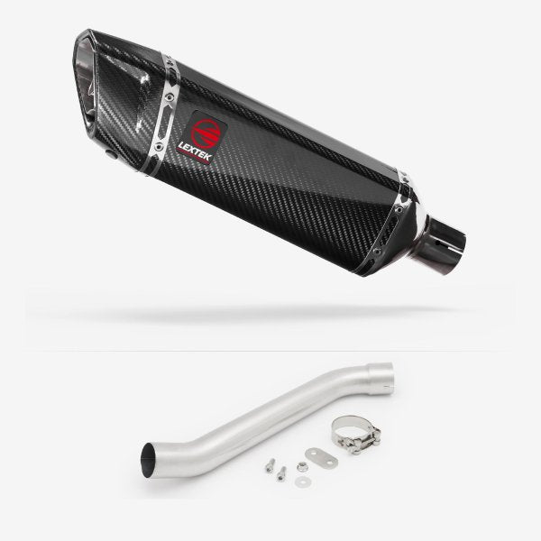 Lextek SP9C Gloss Carbon Fibre Exhaust 300mm with Link Pipes