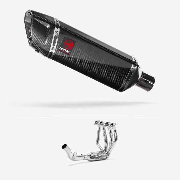 Lextek SP9C Gloss Carbon Fibre Exhaust System 300mm for Kawasaki Z800 (13-16)
