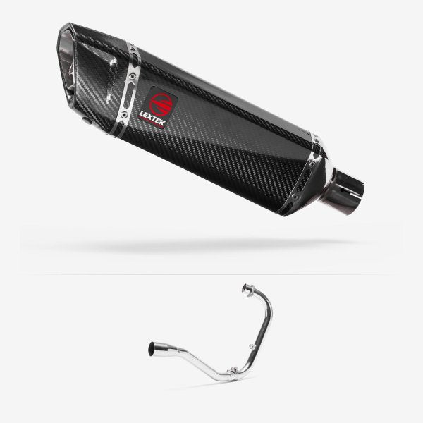 Lextek SP9C Gloss Carbon Fibre Exhaust System 300mm for Lexmoto Michigan 125