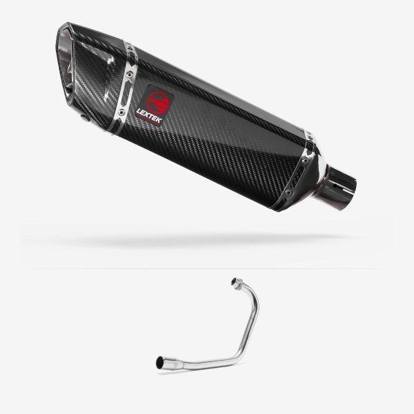 Lextek SP9C Gloss Carbon Fibre Exhaust System 300mm for Lexmoto ZSB 125