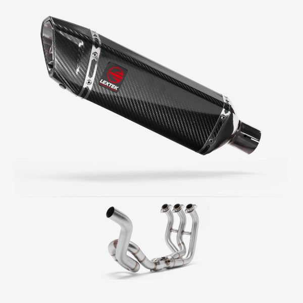 Lextek SP9C Gloss Carbon Fibre Exhaust System 300mm High Level for Yamaha MT-09 (13-20)