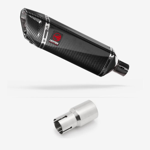 Lextek SP9C Gloss Carbon Fibre Exhaust 300mm with Link Pipe for Piaggio MP3 500 (07-15)