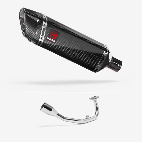 Lextek Stainless Steel SP9C Gloss Carbon Fibre Exhaust System 300mm for Lexmoto Diablo 125 / SRT125