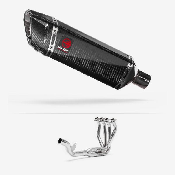 Lextek SP9C Gloss Carbon Fibre Exhaust System 300mm Single Sided for Kawasaki Z1000SX (10-19)
