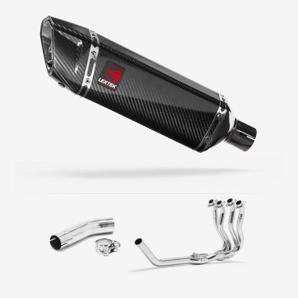 Lextek SP9C Gloss Carbon Fibre Exhaust System 300mm for Suzuki GSXR 600/750 (11>)