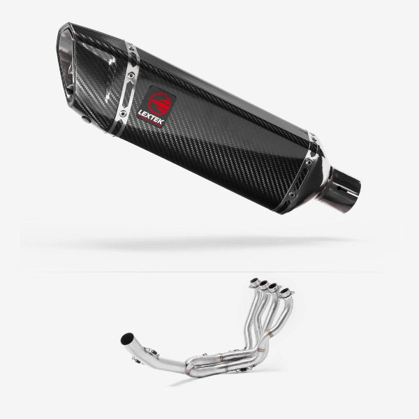 Lextek SP9C Gloss Carbon Fibre Exhaust System 300mm for Suzuki GSXR 1000 (17-