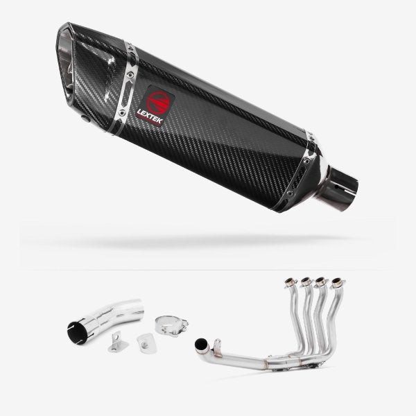 Lextek SP9C Gloss Carbon Fibre Exhaust 300mm with Link Pipe for Suzuki GSX-S 1000 F (15-20)