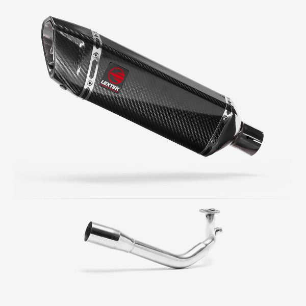 Lextek SP9C Gloss Carbon Fibre Exhaust System 300mm for Lexmoto Titan 125