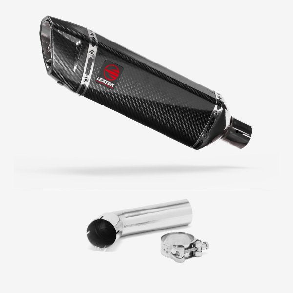 Lextek SP9C Gloss Carbon Fibre Exhaust 300mm with Link Pipe for Suzuki DL1050 V-Strom (20- )