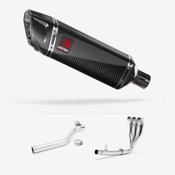 Lextek SP9C Gloss Carbon Fibre Exhaust System 300mm for Triumph Tiger 1050 Sport (13-20)