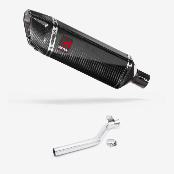 Lextek SP9C Gloss Carbon Fibre Exhaust 300mm with Link Pipe for Triumph Tiger 1050 Sport (13-20)