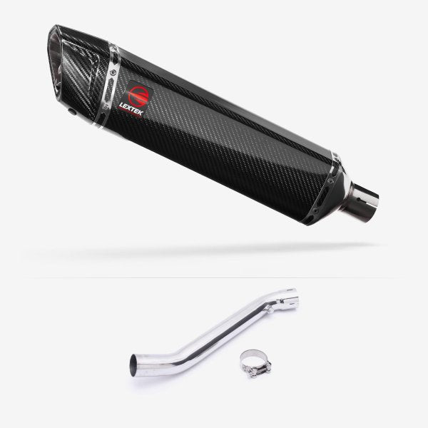 Lextek SP7C Gloss Carbon Fibre Exhaust 400mm with Link Pipe for Kawasaki ZX-10R Ninja (11-16)