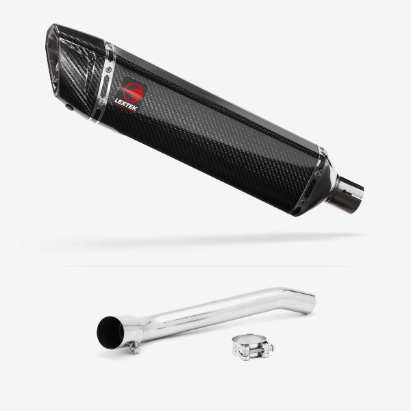 Lextek SP7C Gloss Carbon Fibre Exhaust 400mm with De-Cat Link Pipe for Suzuki GSXR 1000 (07-08)