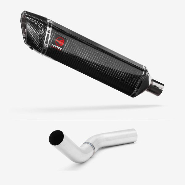 Lextek SP7C Gloss Carbon Fibre Exhaust 400mm with Link Pipe for Kawasaki Z800 (13-16)
